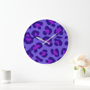 "Elektrischer Lila Leopard" Große Wanduhr