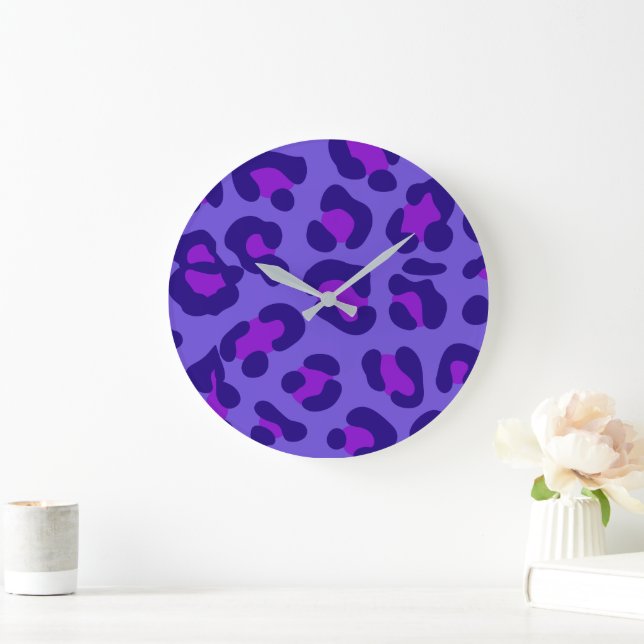 "Elektrischer Lila Leopard" Große Wanduhr (Zuhause)