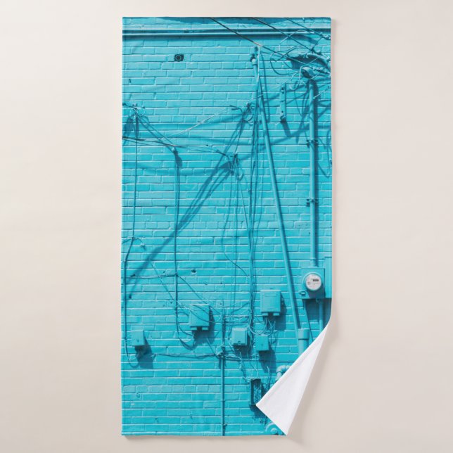 ELEKTRISCHER METER AUF DER BLAUE BRICK WALL BADEHANDTUCH (Badehandtuch)