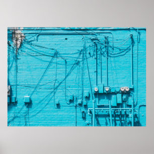 ELEKTRISCHER METER AUF DER BLAUE BRICK WALL POSTER