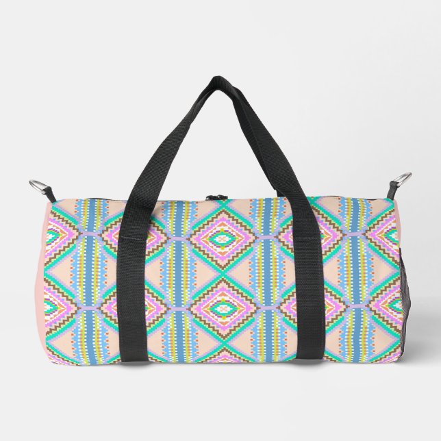 Elektrischer Pastell-Traum-Kaleidoskop Duffle Bag (Vorderseite)