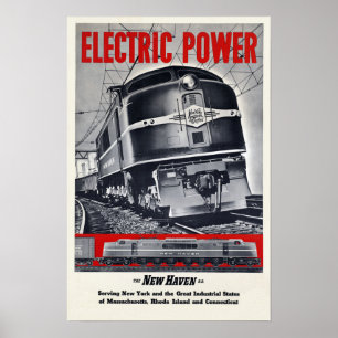 Elektrischer Power Eisenbahn - Bahn ~ Jahrgang Poster