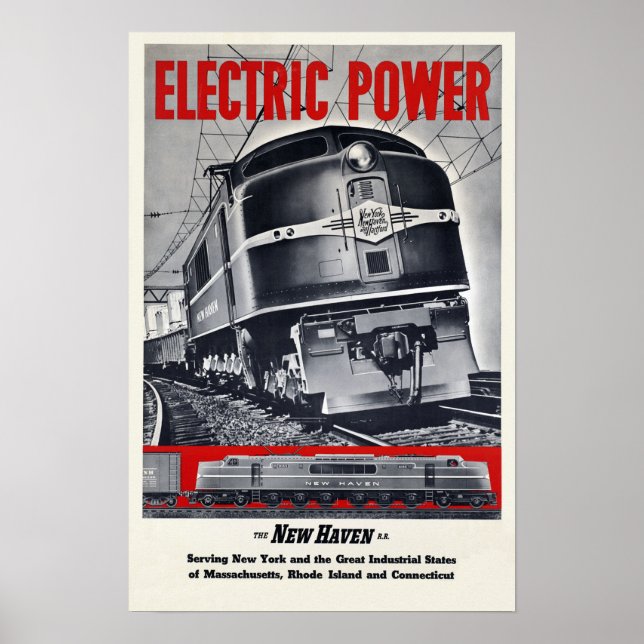 Elektrischer Power Eisenbahn - Bahn ~ Jahrgang Poster (Vorne)