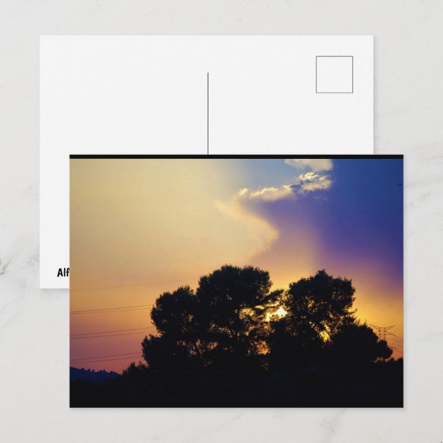 Elektrischer Sonnenuntergangs Himmel Postkarte (Vorne/Hinten)