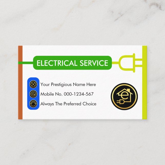 Elektrischer Stecker Stecker Farben Elektrizität Visitenkarte (Vorderseite)