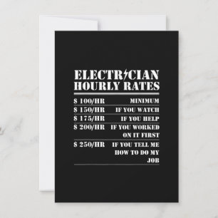 Elektrischer Stundensatz Funny Electrical Mechanic Mitteilungskarte