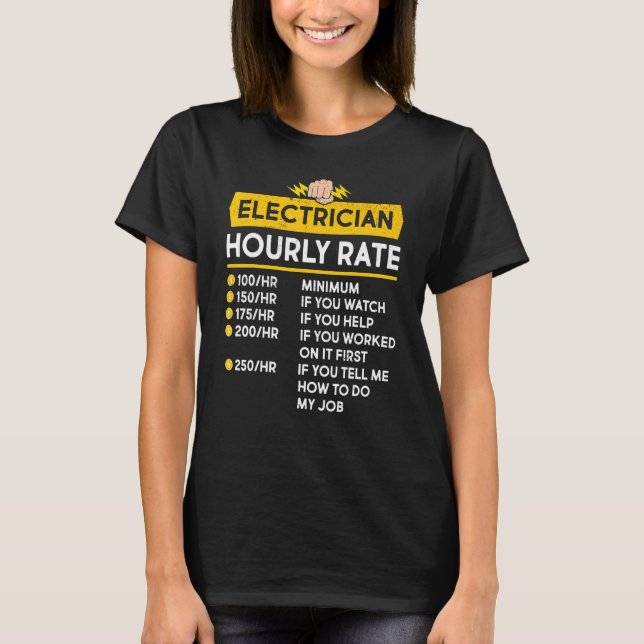 Elektrischer Stundensatz Stromkabel Lineman T-Shirt (Vorderseite)