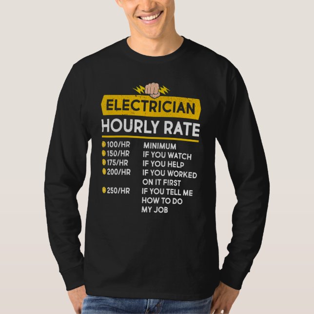 Elektrischer Stundensatz Stromkabel Lineman T-Shirt (Vorderseite)