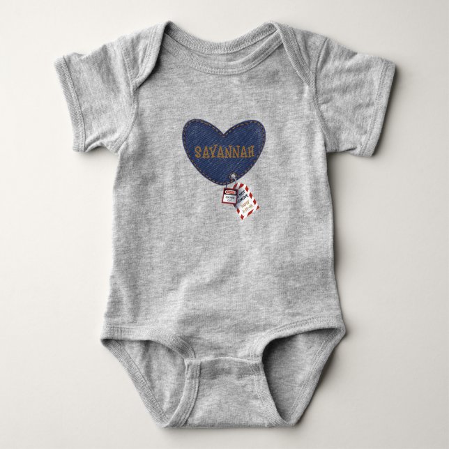 Elektrischer Vater LOTO Jean Heart Patch Baby Strampler (Vorderseite)