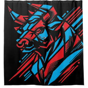 Elektrischer Wolf Geometrisches Design Duschvorhang