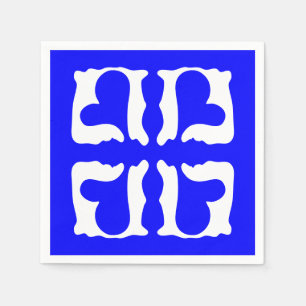 Elektrisches Blau und Weiße Herzen Serviette