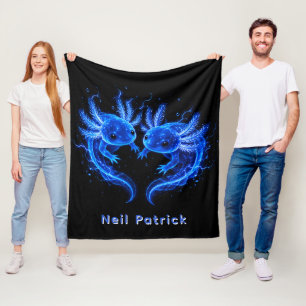Elektrisches Blaues Axolotl Geburtstagsfeier-Gesch Fleecedecke