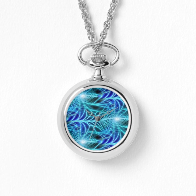 Elektrisches blaues leuchtendes Fraktal Wiederholu Armbanduhr (Vorderseite)
