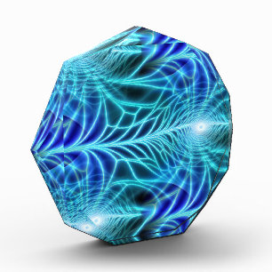 Elektrisches blaues leuchtendes Fraktal Wiederholu Fotoblock