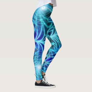 Elektrisches blaues leuchtendes Fraktal Wiederholu Leggings