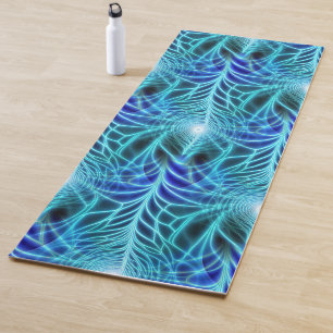 Elektrisches blaues leuchtendes Fraktal Wiederholu Yogamatte