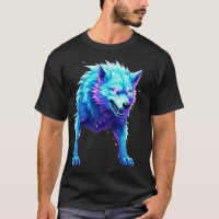 Elektrisches Cartoon-Wolf-T-Shirt