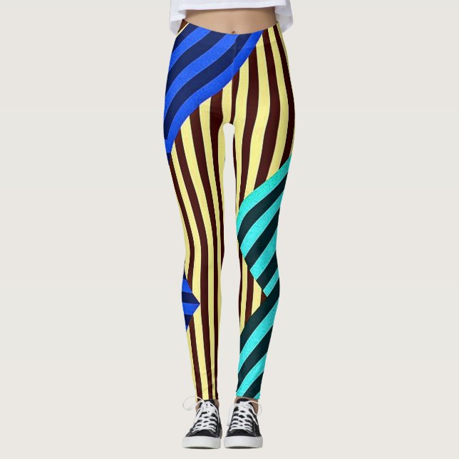 Elektrisches Chevron-Streifen-Fusionsdesign Leggings (Vorderseite)