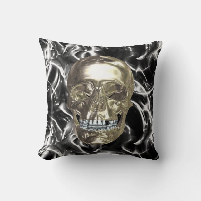 Elektrisches Chrome-Skull-Reversible Pillow Kissen (Vorderseite)