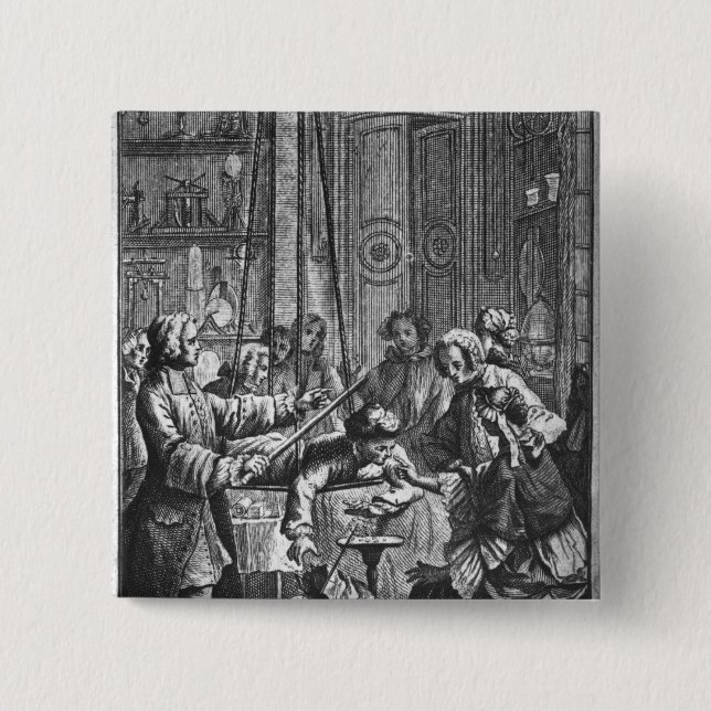 Elektrisches Experiment gemacht auf einem Mann Button (Vorderseite)