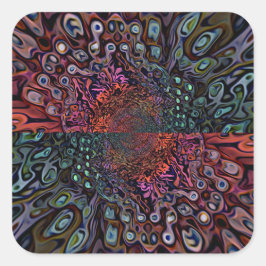 Elektrisches Fraktal-Kaleidoskop Abstrakte Gestalt Quadratischer Aufkleber