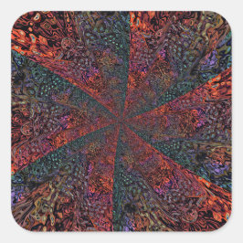 Elektrisches Fraktal-Kaleidoskop abstraktes Design Quadratischer Aufkleber