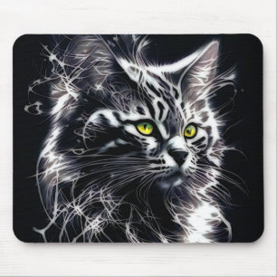 Elektrisches Fraktal Schwarze Katzenmauspad Mousepad