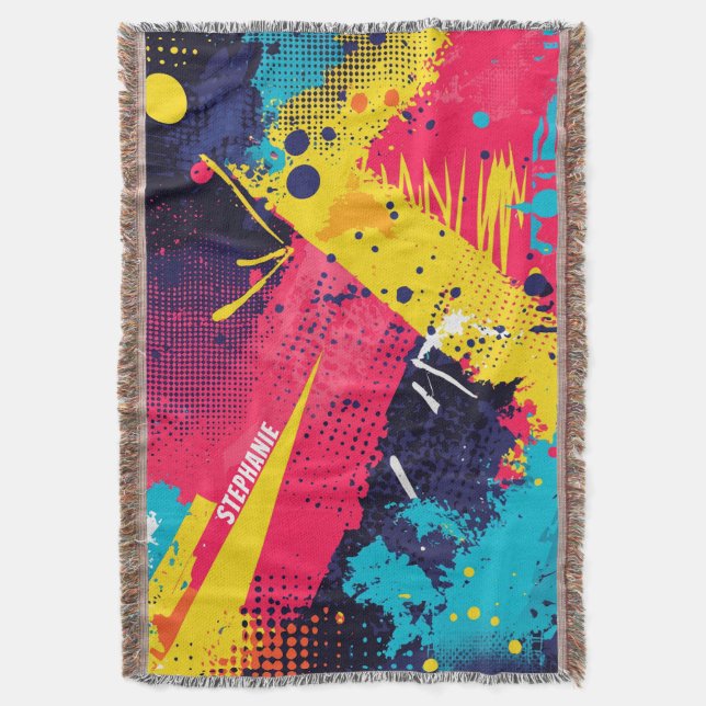 Elektrisches Gelb Magenta Urbaner Grunge Halftone Decke (Vorderseite Vertikal)