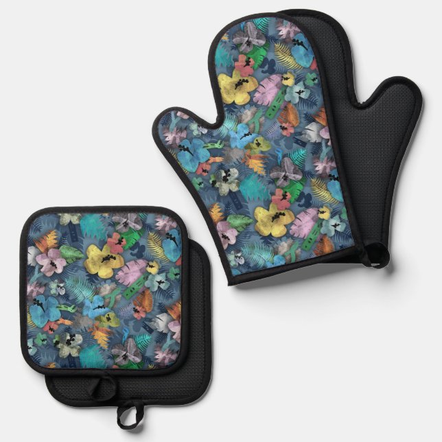 Elektrisches Geschenk - Mens Oven Mitt - Hawaiian  Ofenhandschuh & Topflappen-Set (Vorderseite/Rückseite)