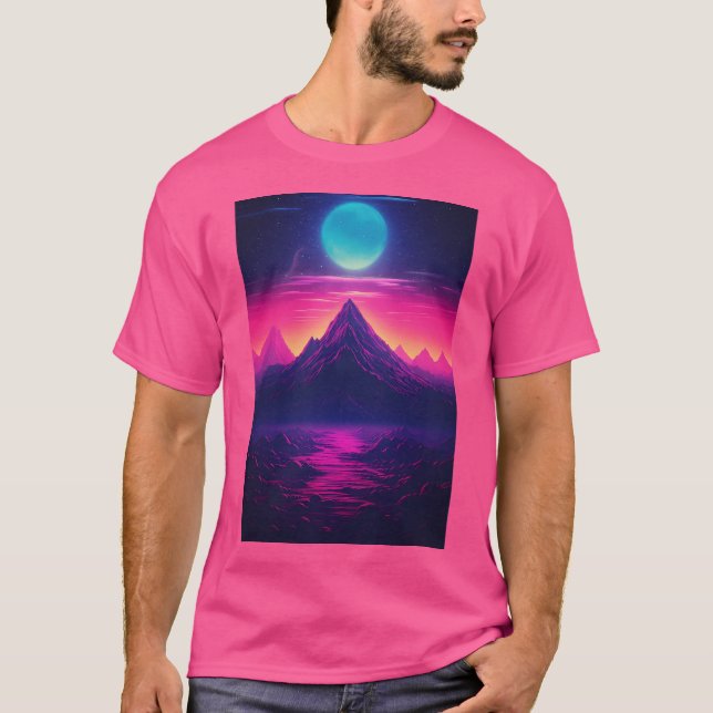 Elektrisches Gipfeltreffen - Synthwave-Erlebnis im T-Shirt (Vorderseite)