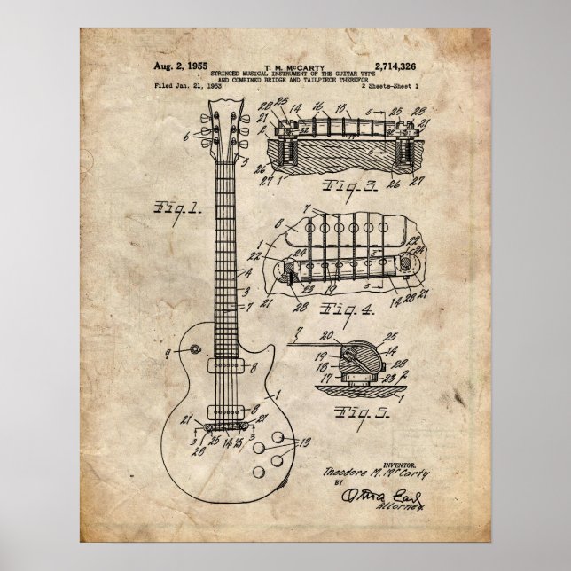 Elektrisches Gitarrenpatent Poster (Vorne)
