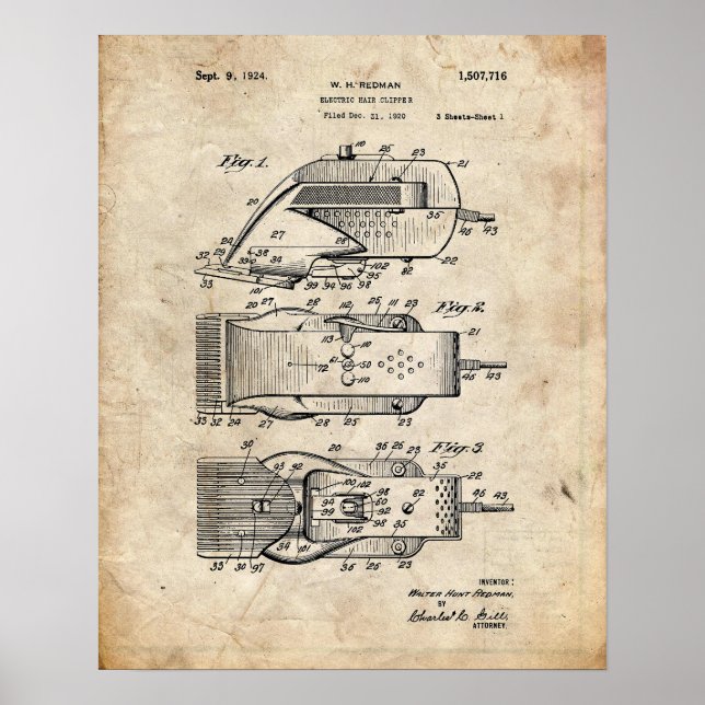 Elektrisches Haarfahne-Patent Poster (Vorne)