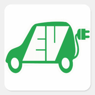 Elektrisches Ikonen-Logo des Fahrzeug-EV - Quadratischer Aufkleber