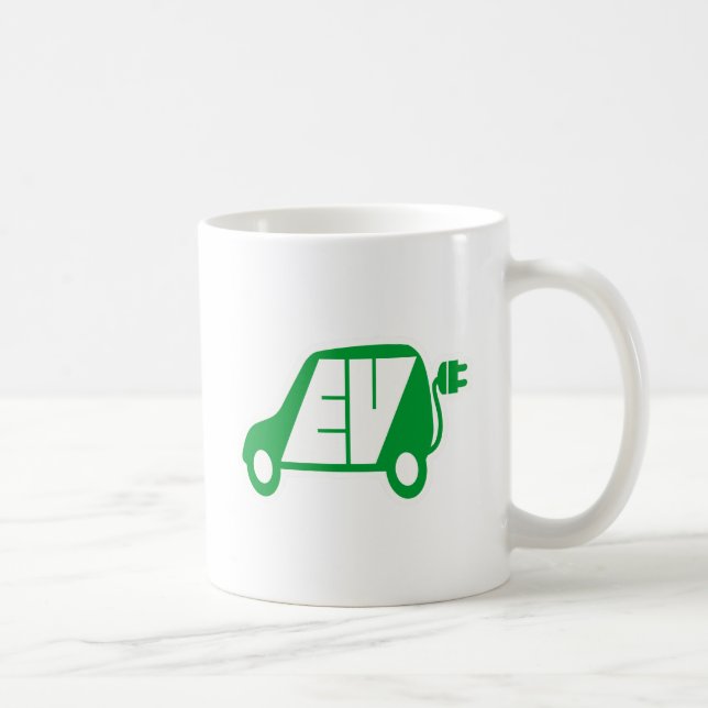 Elektrisches Ikonen-Logo des Fahrzeug-Grün-EV - Kaffeetasse (Rechts)