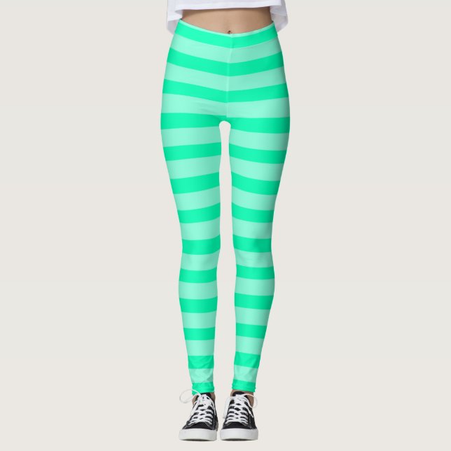 Elektrisches Limones grünes schwarzes Neonlicht Leggings (Vorderseite)