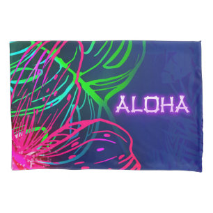 Elektrisches Luau Tropische Nacht Neon Aloha Kissenbezug