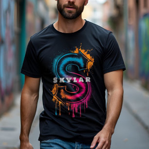 Elektrisches S: Anpassbare fette Graffiti-Monogram T-Shirt