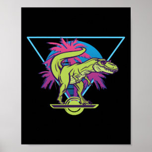 Elektrisches Skateboard Modern Floating T-Rex Retr Poster