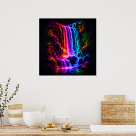 Elektrisches Spektrum-Wasserfall mit leuchtenden B Poster