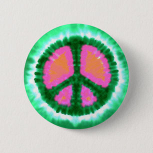 Elektrisches Tie-Dye Friedenszeichen Button