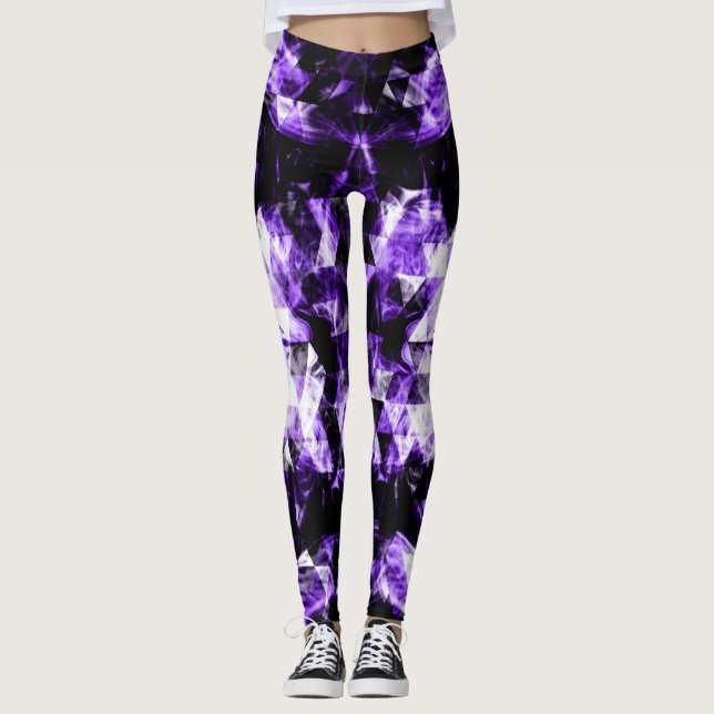 Elektrisches ultraviolettes lila funkelnd Dreieck Leggings (Vorderseite)