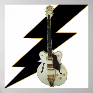 Elektrisches weißes Gitarrenposter Poster