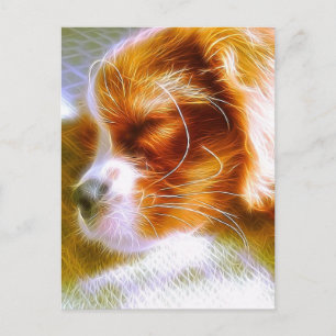 Elektrisierender King Charles Spaniel Welpe auf Po Postkarte