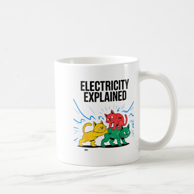 Elektrizität Erklärt Lustige Katze Physik Humor Wi Kaffeetasse (Rechts)