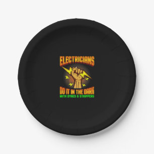 Elektrizität macht es in dunklem Elektroschock Pappteller