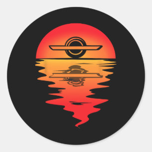 Elektro-Skateboard Vintage-Sonnenuntergang Onewhee Runder Aufkleber