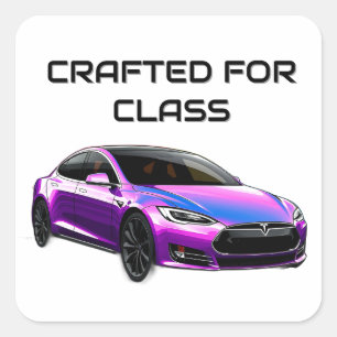 Elektroauto mit lebendigen Farbspritzern Quadratischer Aufkleber