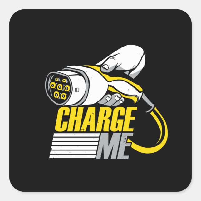 Elektroauto Quadratischer Aufkleber (Vorderseite)