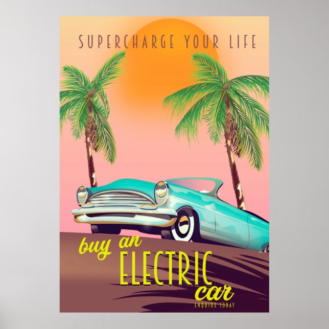 Elektroauto Vintag Kommerziell Poster (Vorne)