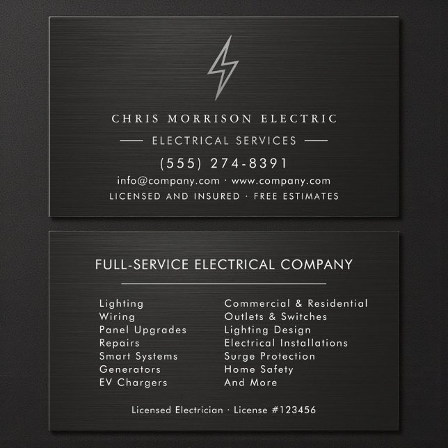 Elektrofachmann Metallisch Professionell Visitenkarte (Von Creator hochgeladen)